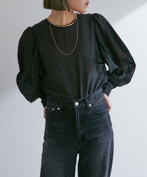 Omekashi(オメカシ)の「シアーパフスリーブブラウス(シャツ/ブラウス・レディース・ブラウン/ブラック/ベージュ・FREE)」の14枚目の写真