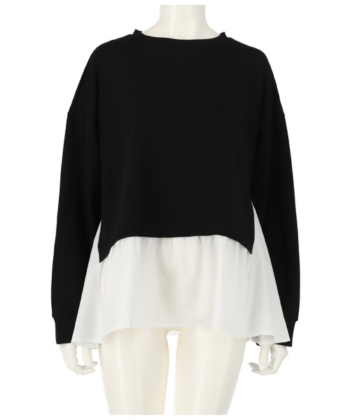 ANAP（アナップ）の「異素材ドッキングトップスカットソー（Tシャツ/カットソー・レディース・ベージュ/ブラック・FREE）」の8枚目の写真