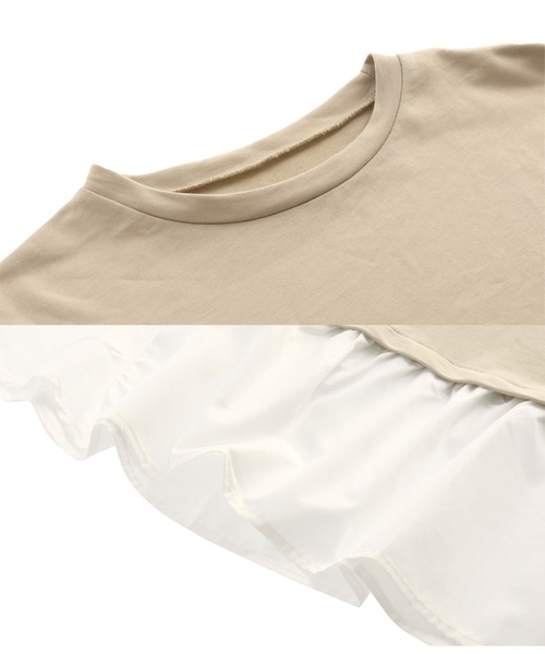 ANAP（アナップ）の「異素材ドッキングトップスカットソー（Tシャツ/カットソー・レディース・ベージュ/ブラック・FREE）」の11枚目の写真