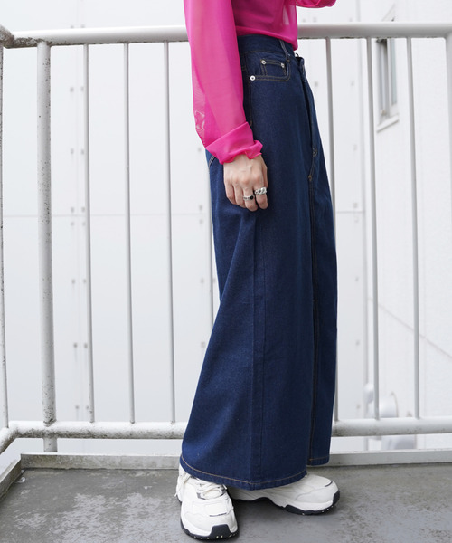 VENCEEXCHANGE(ヴァンスエクスチェンジ)の「フロントスリットロングスカート(デニムスカート・レディース・ブラック/ブルー/ネイビー・M)」の16枚目の写真