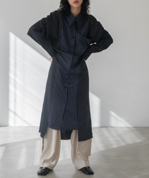 VACANCY（ヴァカンシー）の「サイド切り替えシャツワンピース（ワンピース・レディース・その他/ブラック/ブルー/ネイビー・FREE）」の3枚目の写真