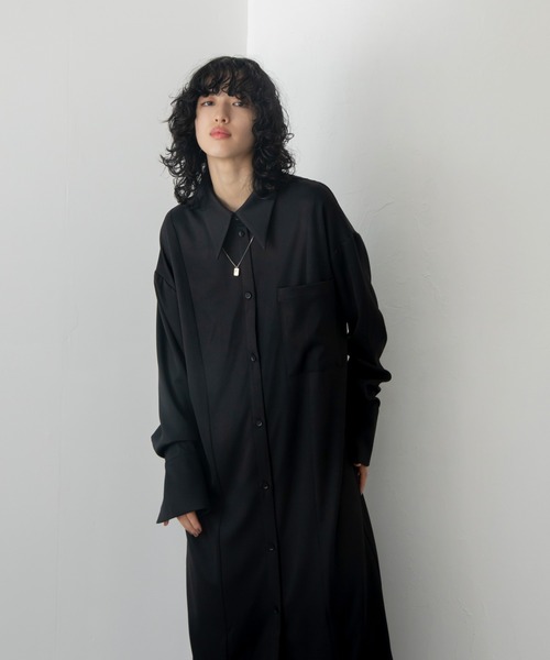 VACANCY（ヴァカンシー）の「サイド切り替えシャツワンピース（ワンピース・レディース・その他/ブラック/ブルー/ネイビー・FREE）」の9枚目の写真