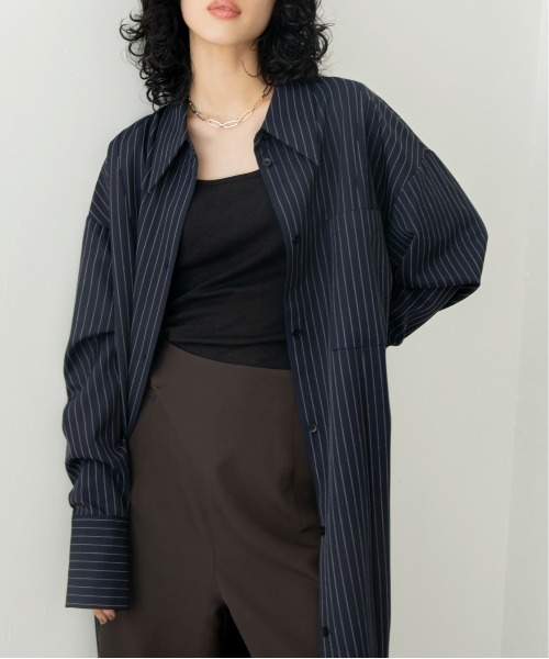 VACANCY（ヴァカンシー）の「サイド切り替えシャツワンピース（ワンピース・レディース・その他/ブラック/ブルー/ネイビー・FREE）」の19枚目の写真