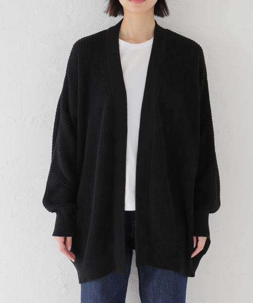 JOURNAL STANDARD LUXE（ジャーナルスタンダード　ラックス）の「COTTONアゼ Vネックカーディガン（ニット/セーター・レディース・ブラック/レッド・FREE）」の14枚目の写真