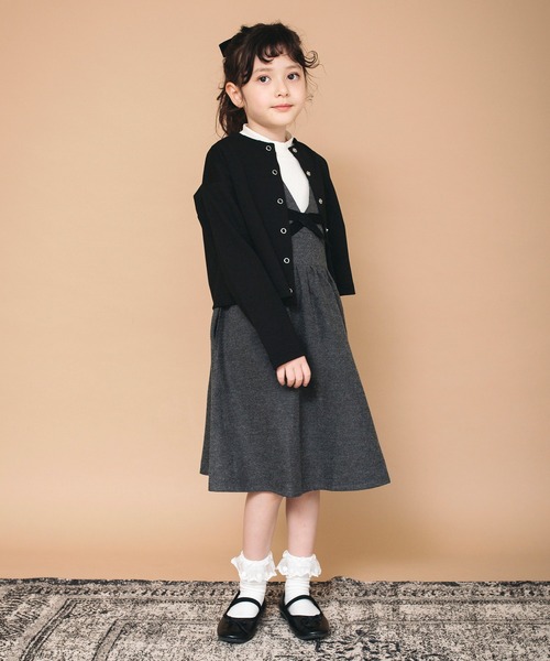 BRANSHES（ブランシェス）の「クロップド丈カーディガン（カーディガン/ボレロ・キッズ・ブラック/ピンク/アイボリー・150/120/90/130/100/110/140）」の5枚目の写真