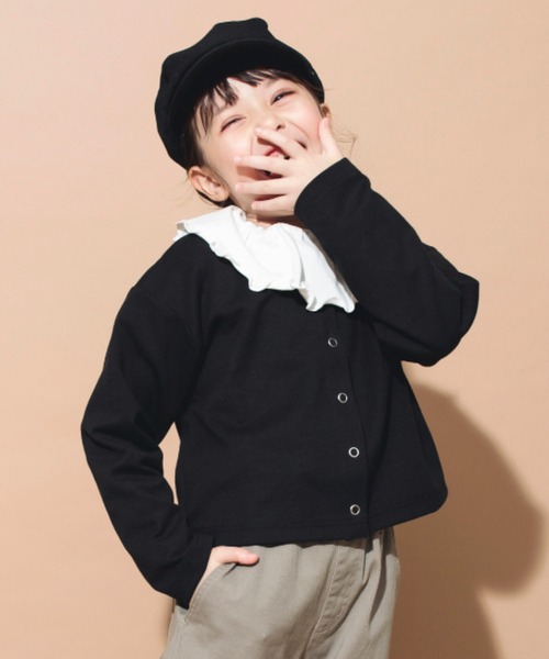 BRANSHES（ブランシェス）の「クロップド丈カーディガン（カーディガン/ボレロ・キッズ・ブラック/ピンク/アイボリー・150/120/90/130/100/110/140）」の9枚目の写真