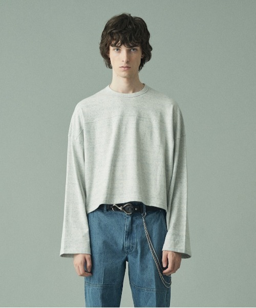 Juha(ユハ)の「RANDOM PILE WIDE CROP P/O(Tシャツ/カットソー・メンズ・オフホワイト/ブラック/ライトブルー・3/4)」の3枚目の写真