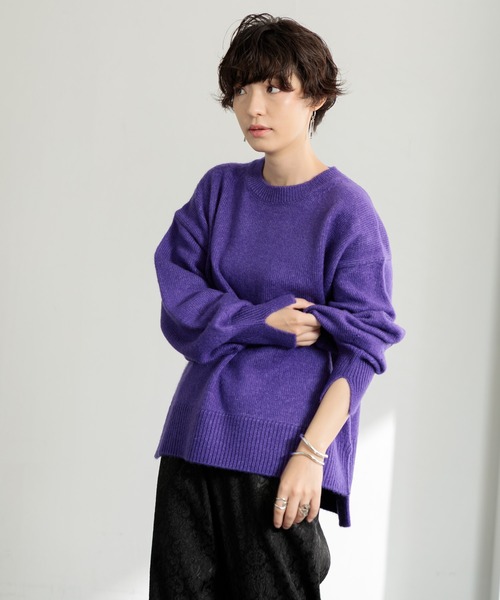 AMERICAN RAG CIE（アメリカンラグシー）の「モヘヤボリュームスリットニット（ニット/セーター・レディース・チャコール/パープル/ベージュ・FREE）」の19枚目の写真