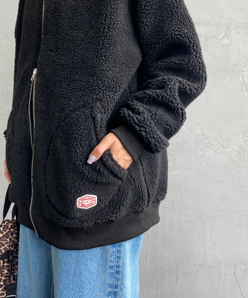 Vincent et Mireille（バンソンエミレイユ）の「[Vincent et Mireille/ヴァンソン エ ミレイユ] ボアフリースジップパーカー（ブルゾン・レディース・アイボリー/ブラック・38/40）」の19枚目の写真