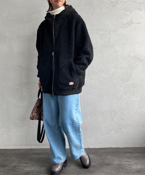 Vincent et Mireille（バンソンエミレイユ）の「[Vincent et Mireille/ヴァンソン エ ミレイユ] ボアフリースジップパーカー（ブルゾン・レディース・アイボリー/ブラック・38/40）」の15枚目の写真