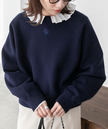 フロントロゴ刺繍 クロップドニットプルオーバー