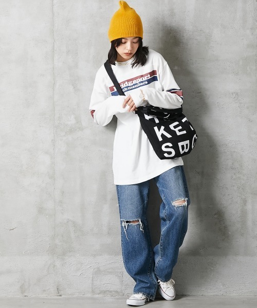 GEVS.(ジェイヴィス)の「<大きいサイズ> 綿100%袖ラインロングスリーブTシャツ GEVS.(Tシャツ/カットソー・レディース・ブラック/オフホワイト・3L/5L/LL/4L/L)」の8枚目の写真