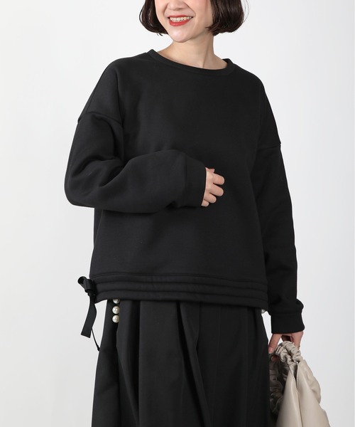 PICCIN(ピッチン)の「裾リボンプルオーバー(Tシャツ/カットソー・レディース・ブラック/オフホワイト/グレー・M)」の2枚目の写真