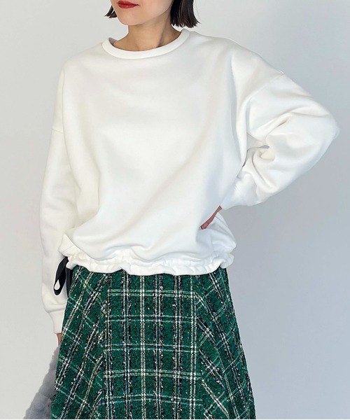 PICCIN(ピッチン)の「裾リボンプルオーバー(Tシャツ/カットソー・レディース・ブラック/オフホワイト/グレー・M)」の8枚目の写真