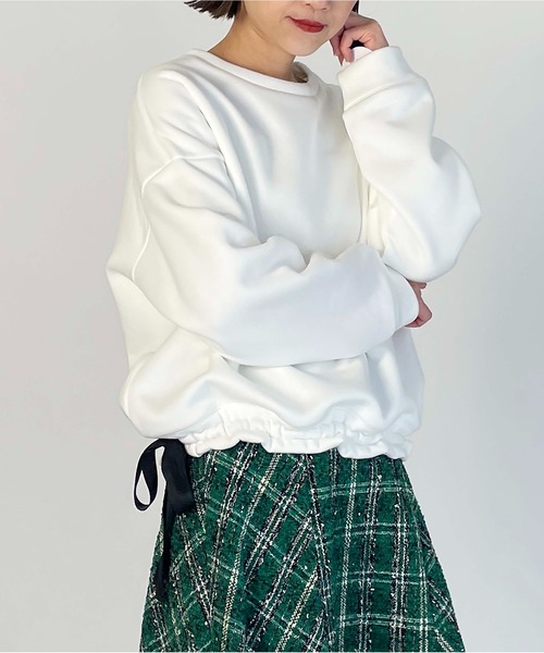 PICCIN(ピッチン)の「裾リボンプルオーバー(Tシャツ/カットソー・レディース・ブラック/オフホワイト/グレー・M)」の11枚目の写真