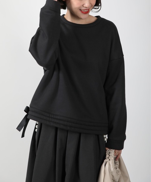 PICCIN(ピッチン)の「裾リボンプルオーバー(Tシャツ/カットソー・レディース・ブラック/オフホワイト/グレー・M)」の16枚目の写真