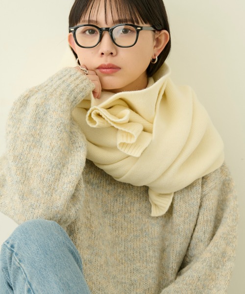 Aunt Marie's(アントマリーズ)の「ニットオーバーストール / ベーシックリブマフラー(ストール/ショール・レディース・グレー/ブルー/アイボリー/ピンク・FREE)」の12枚目の写真