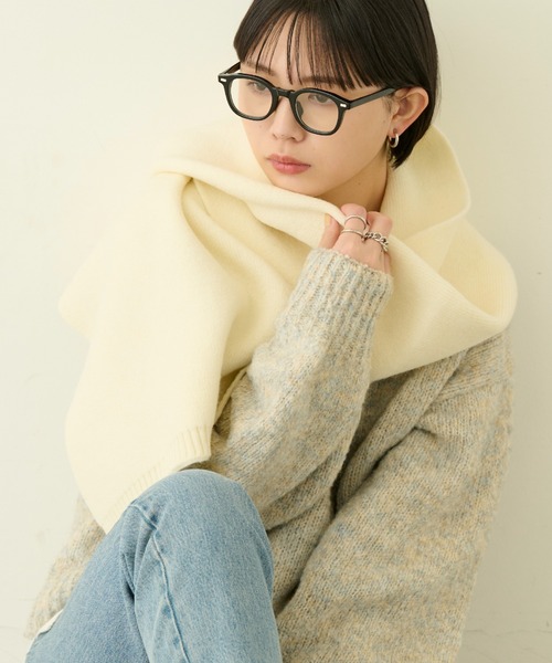 Aunt Marie's(アントマリーズ)の「ニットオーバーストール / ベーシックリブマフラー(ストール/ショール・レディース・グレー/ブルー/アイボリー/ピンク・FREE)」の5枚目の写真