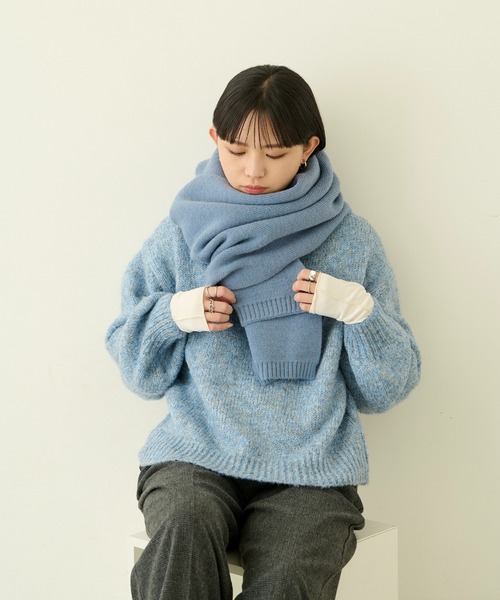 Aunt Marie's(アントマリーズ)の「ニットオーバーストール / ベーシックリブマフラー(ストール/ショール・レディース・グレー/ブルー/アイボリー/ピンク・FREE)」の18枚目の写真