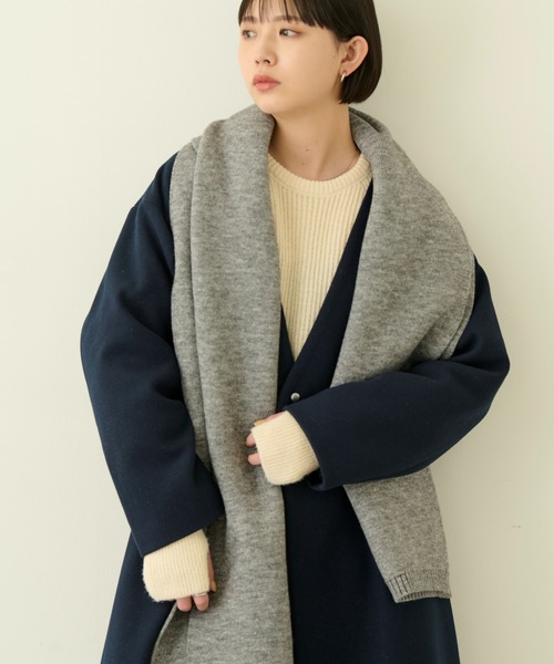 Aunt Marie's(アントマリーズ)の「ニットオーバーストール / ベーシックリブマフラー(ストール/ショール・レディース・グレー/ブルー/アイボリー/ピンク・FREE)」の8枚目の写真