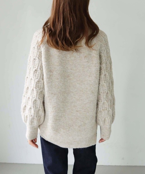 HER CLOSET（ハークローゼット）の「【shemoshelly】MIXヤーン3Dスリーブニット（ニット/セーター・レディース・ブラック/パープル/ピンク/イエロー/アイボリー・M）」の11枚目の写真