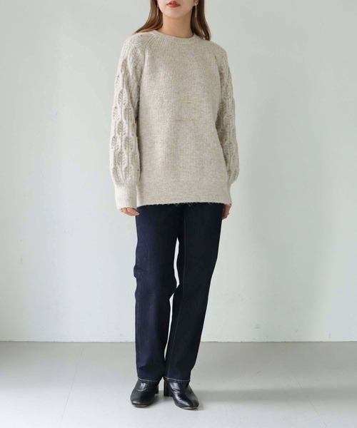 HER CLOSET（ハークローゼット）の「【shemoshelly】MIXヤーン3Dスリーブニット（ニット/セーター・レディース・ブラック/パープル/ピンク/イエロー/アイボリー・M）」の12枚目の写真