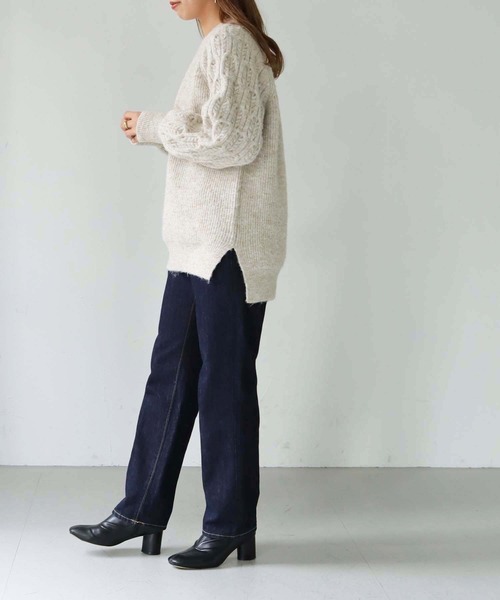 HER CLOSET（ハークローゼット）の「【shemoshelly】MIXヤーン3Dスリーブニット（ニット/セーター・レディース・ブラック/パープル/ピンク/イエロー/アイボリー・M）」の13枚目の写真