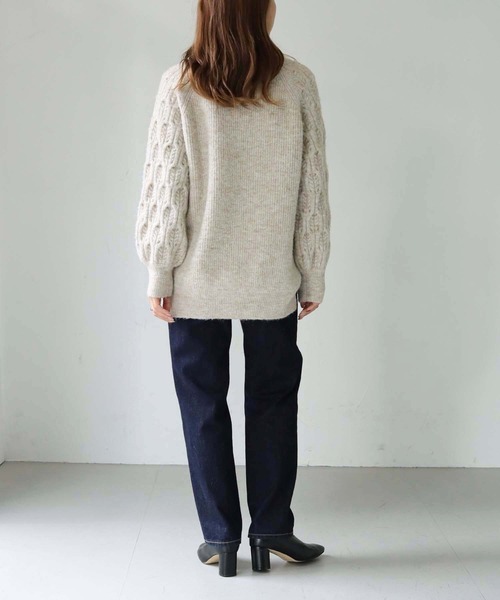 HER CLOSET（ハークローゼット）の「【shemoshelly】MIXヤーン3Dスリーブニット（ニット/セーター・レディース・ブラック/パープル/ピンク/イエロー/アイボリー・M）」の14枚目の写真