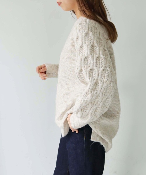 HER CLOSET（ハークローゼット）の「【shemoshelly】MIXヤーン3Dスリーブニット（ニット/セーター・レディース・ブラック/パープル/ピンク/イエロー/アイボリー・M）」の10枚目の写真