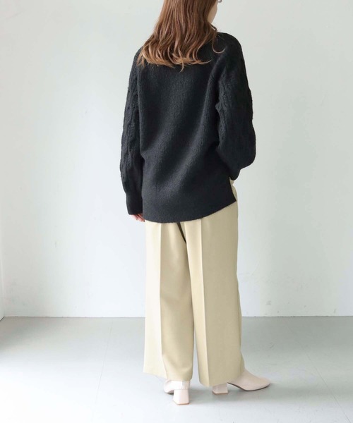 HER CLOSET（ハークローゼット）の「【shemoshelly】MIXヤーン3Dスリーブニット（ニット/セーター・レディース・ブラック/パープル/ピンク/イエロー/アイボリー・M）」の21枚目の写真