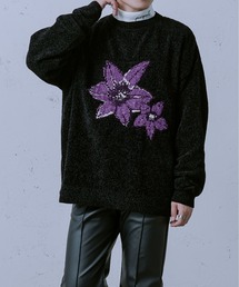 ベロアモールインターシャニット