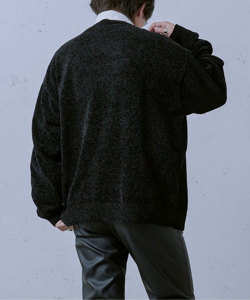 Ellno Loset（エルノロゼット）の「ベロアモールインターシャニット（ニット/セーター・メンズ・ブルー/ブラック/ライトグレー・MEDIUM/LARGE）」の5枚目の写真