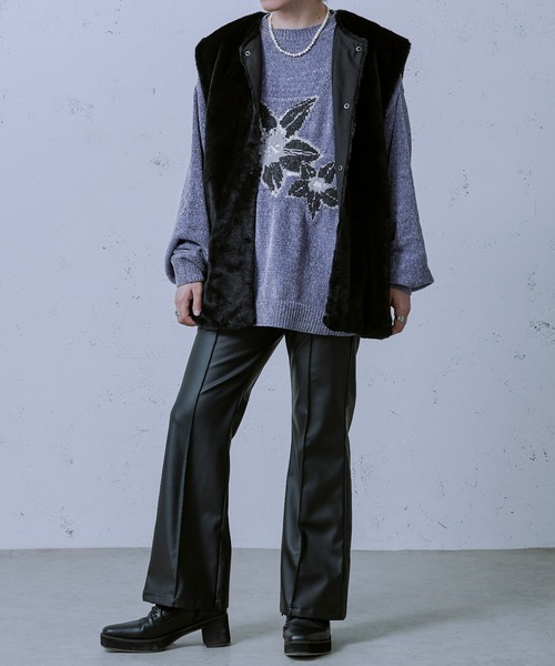 Ellno Loset（エルノロゼット）の「ベロアモールインターシャニット（ニット/セーター・メンズ・ブルー/ブラック/ライトグレー・MEDIUM/LARGE）」の16枚目の写真