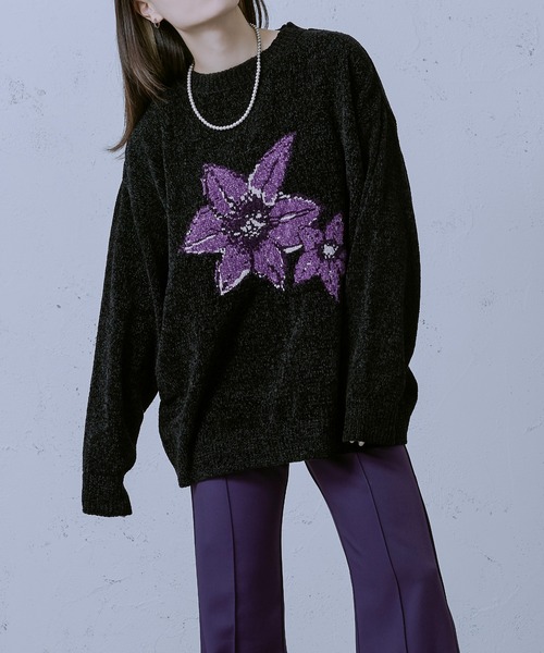 Ellno Loset（エルノロゼット）の「ベロアモールインターシャニット（ニット/セーター・メンズ・ブルー/ブラック/ライトグレー・MEDIUM/LARGE）」の22枚目の写真