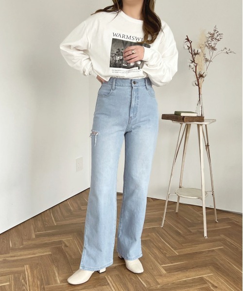 apres jour(アプレジュール)の「ダメージスリットデニムパンツ【ZOZOTOWN限定アイテム】(デニムパンツ・レディース・ダークブルー/ライトブルー・X-LARGE/MEDIUM/SMALL)」の11枚目の写真