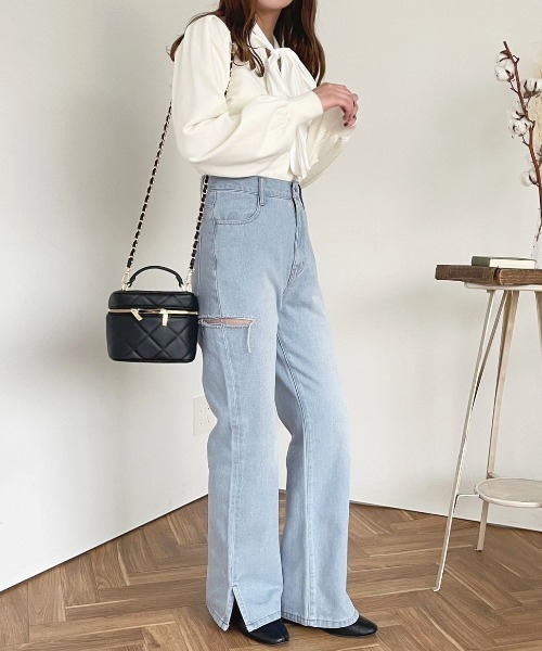 apres jour(アプレジュール)の「ダメージスリットデニムパンツ【ZOZOTOWN限定アイテム】(デニムパンツ・レディース・ダークブルー/ライトブルー・X-LARGE/MEDIUM/SMALL)」の14枚目の写真