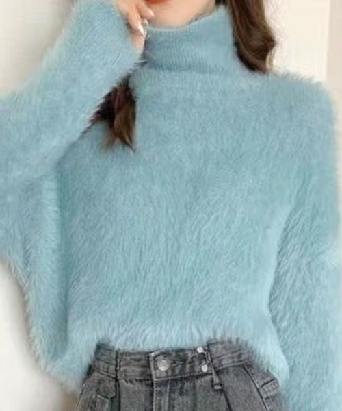 SPIGA(スピーガ)の「ハイネックシャギーニット(ニット/セーター・レディース・ホワイト/ブラック/ピンク/ブルー・FREE)」の3枚目の写真