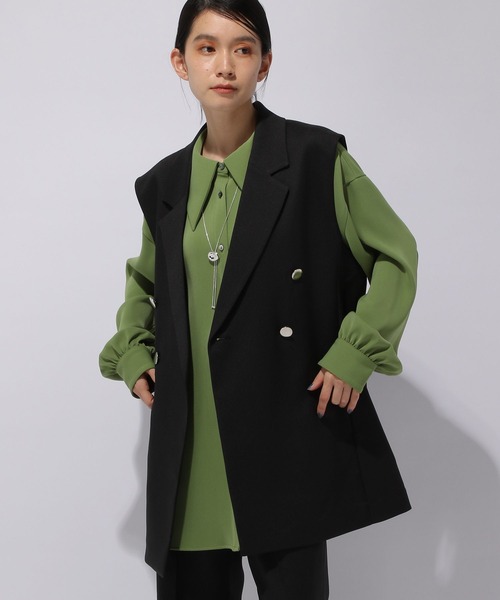 HARE（ハレ）の「メタルボタンバイカラーミドルジレ(HARE)（その他アウター・レディース・ブラック/ブルー/ライトベージュ・FREE）」の4枚目の写真