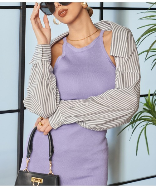 LATINA（ラティーナ）の「ボレロ風ショートシャツ（カーディガン/ボレロ・レディース・ブルー系その他3/ブラック/オフホワイト・FREE）」の6枚目の写真