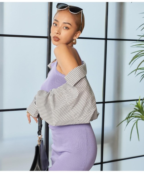 LATINA（ラティーナ）の「ボレロ風ショートシャツ（カーディガン/ボレロ・レディース・ブルー系その他3/ブラック/オフホワイト・FREE）」の8枚目の写真