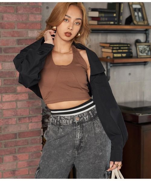 LATINA（ラティーナ）の「ボレロ風ショートシャツ（カーディガン/ボレロ・レディース・ブルー系その他3/ブラック/オフホワイト・FREE）」の21枚目の写真