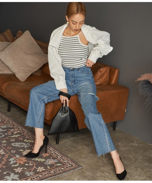 LATINA（ラティーナ）の「ボレロ風ショートシャツ（カーディガン/ボレロ・レディース・ブルー系その他3/ブラック/オフホワイト・FREE）」の22枚目の写真