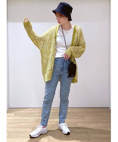 BAYFLOW(ベイフロー)の「ミックスカラールーズカーディガン(カーディガン/ボレロ・レディース・グリーン/オレンジ/ベージュ/イエロー・FREE)」の5枚目の写真