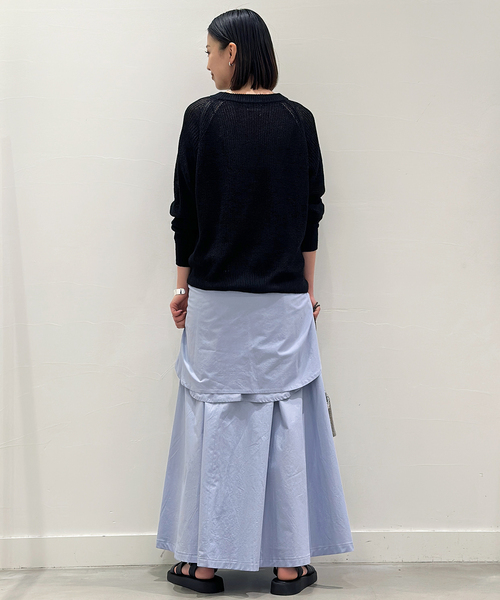 UNDECORATED（アンデコレイテッド）の「【UNDECORATED/アンデコレイテッド】コットンラップスカート（スカート・レディース・ライトブルー・38/36）」の2枚目の写真
