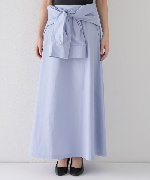 UNDECORATED（アンデコレイテッド）の「【UNDECORATED/アンデコレイテッド】コットンラップスカート（スカート・レディース・ライトブルー・38/36）」の3枚目の写真