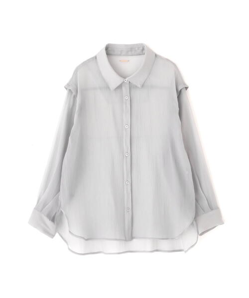 JILL by JILL STUART(ジルバイジルスチュアート)の「◇2WAYシアーシャツトップス(シャツ/ブラウス・レディース・グレー/ホワイト系その他/ブラウン・FREE)」の4枚目の写真