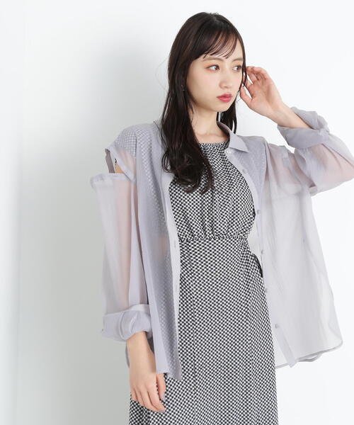 JILL by JILL STUART(ジルバイジルスチュアート)の「◇2WAYシアーシャツトップス(シャツ/ブラウス・レディース・グレー/ホワイト系その他/ブラウン・FREE)」の7枚目の写真
