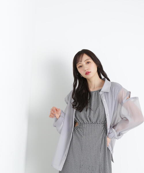 JILL by JILL STUART(ジルバイジルスチュアート)の「◇2WAYシアーシャツトップス(シャツ/ブラウス・レディース・グレー/ホワイト系その他/ブラウン・FREE)」の8枚目の写真