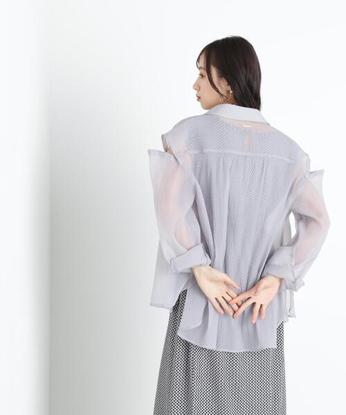 JILL by JILL STUART(ジルバイジルスチュアート)の「◇2WAYシアーシャツトップス(シャツ/ブラウス・レディース・グレー/ホワイト系その他/ブラウン・FREE)」の14枚目の写真