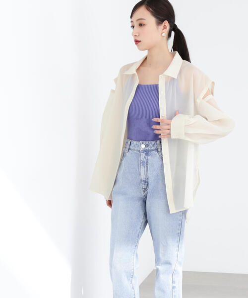 JILL by JILL STUART(ジルバイジルスチュアート)の「◇2WAYシアーシャツトップス(シャツ/ブラウス・レディース・グレー/ホワイト系その他/ブラウン・FREE)」の18枚目の写真